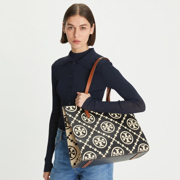 Tory Burch Monogram Leather Tote - Picture 11 of 15